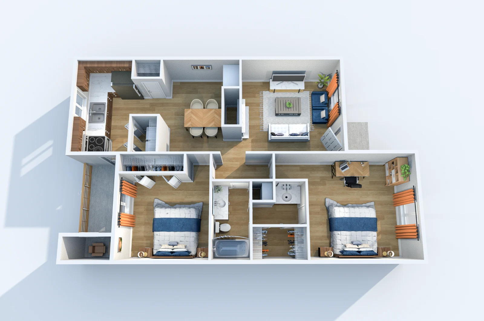 Redgate — floor plan, Plan B1 · 2 bed · 1 bath · 873 sq ft